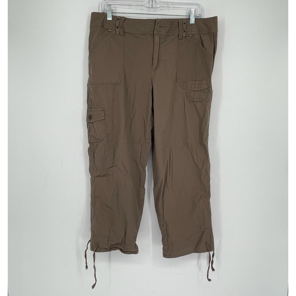 Westport Women's Brown Drawstring Utility Hiking Cargo Capri Pants Size 10